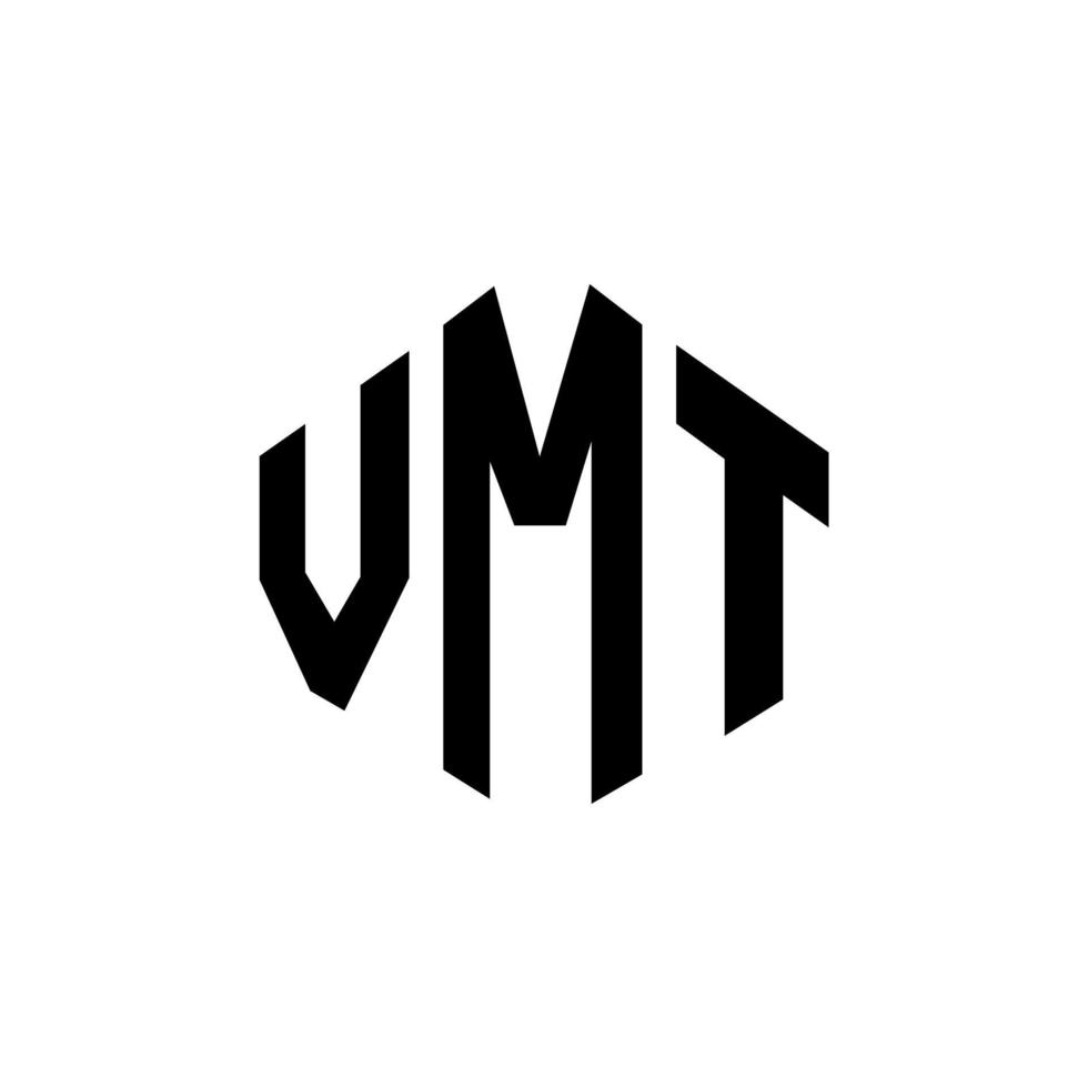 VMT letter logo design with polygon shape. VMT polygon and cube shape logo design. VMT hexagon vector logo template white and black colors. VMT monogram, business and real estate logo.