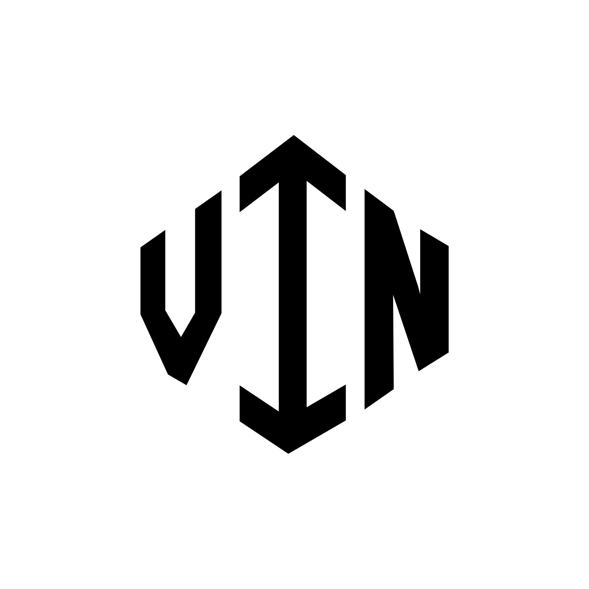 VIN letter logo design with polygon shape. VIN polygon and cube shape