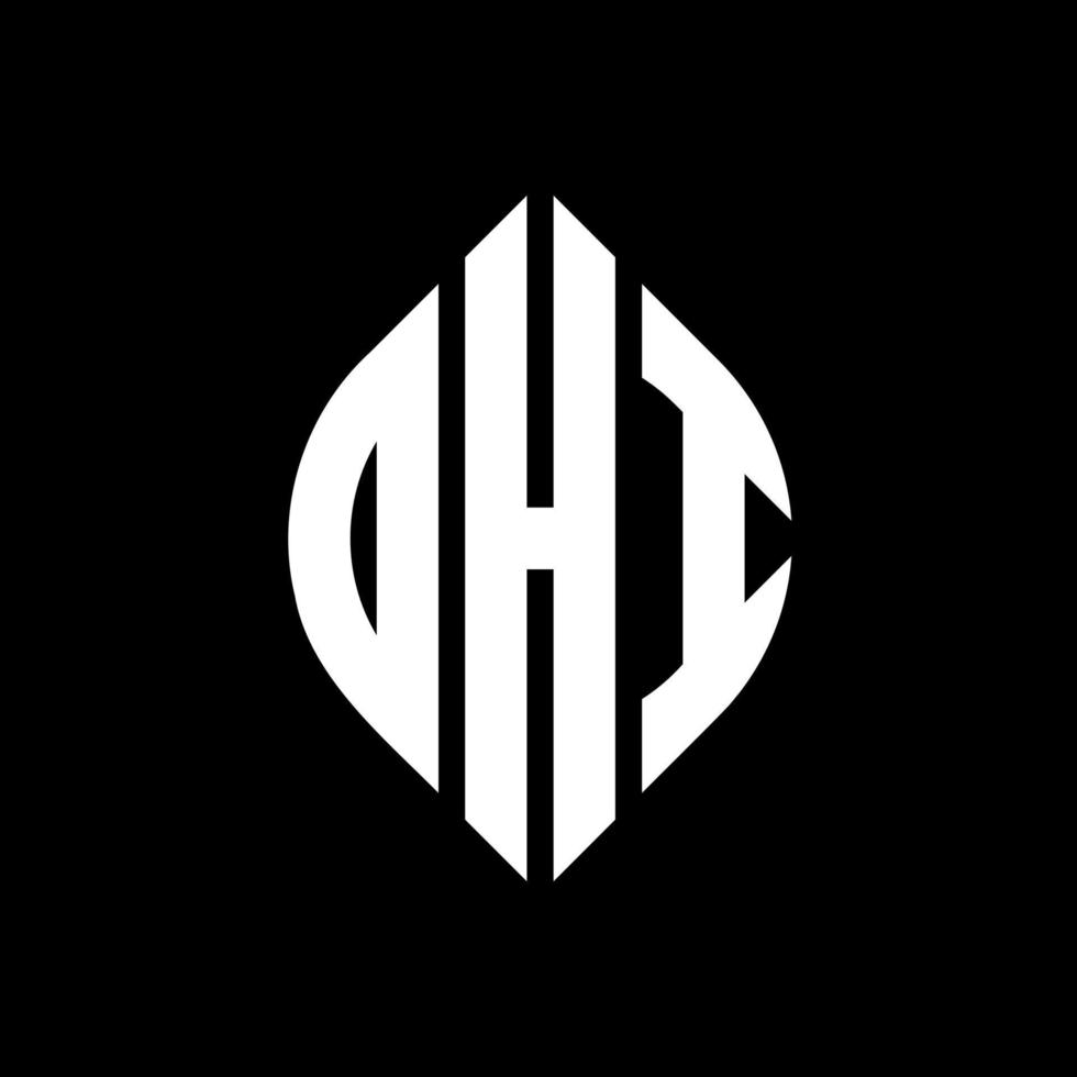 DHI circle letter logo design with circle and ellipse shape. DHI ellipse letters with typographic style. The three initials form a circle logo. DHI Circle Emblem Abstract Monogram Letter Mark Vector. vector