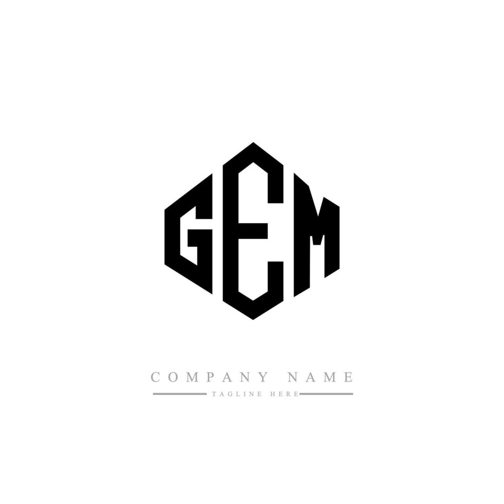 GEM letter logo design with polygon shape. GEM polygon and cube shape logo design. GEM hexagon vector logo template white and black colors. GEM monogram, business and real estate logo.