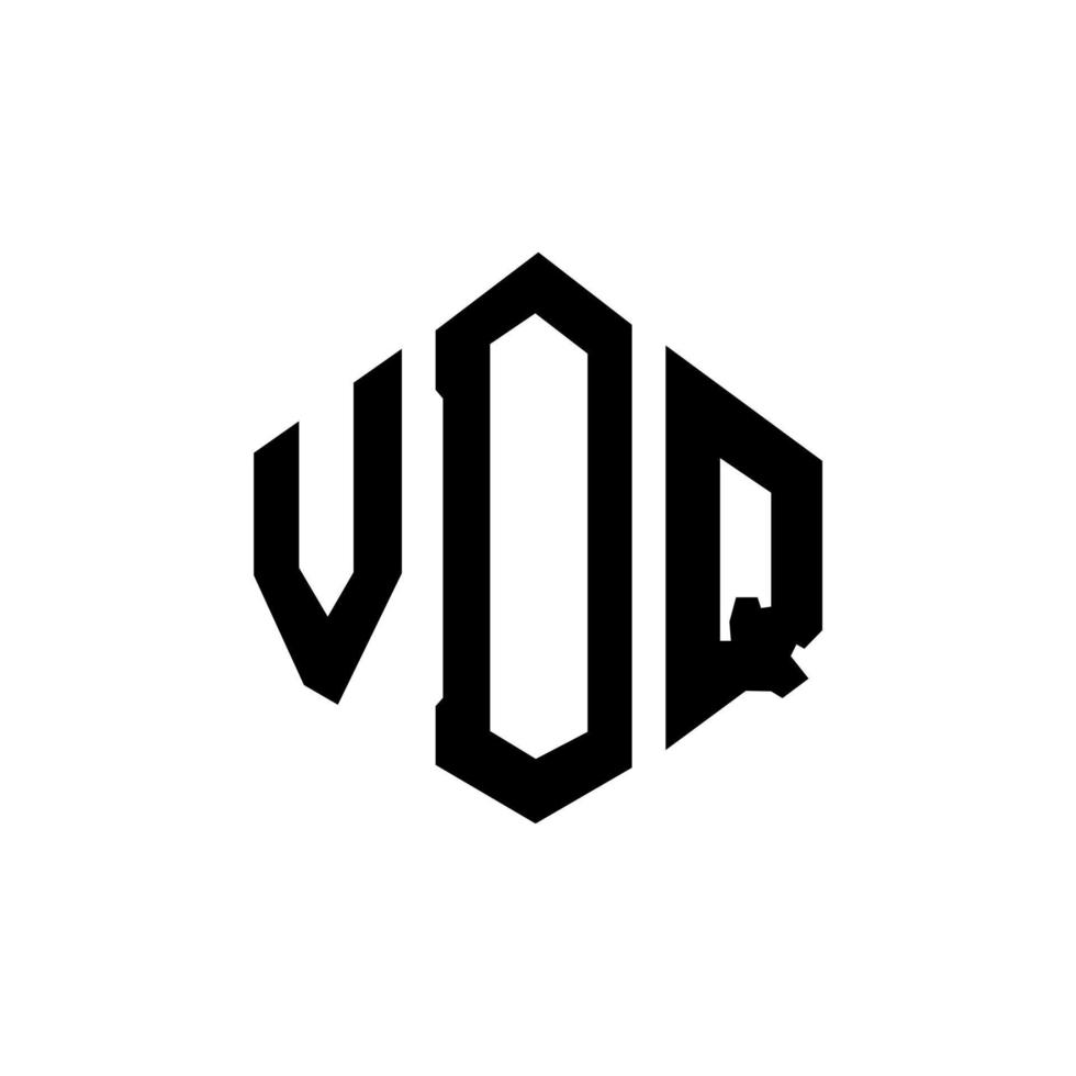 VDQ letter logo design with polygon shape. VDQ polygon and cube shape logo design. VDQ hexagon vector logo template white and black colors. VDQ monogram, business and real estate logo.
