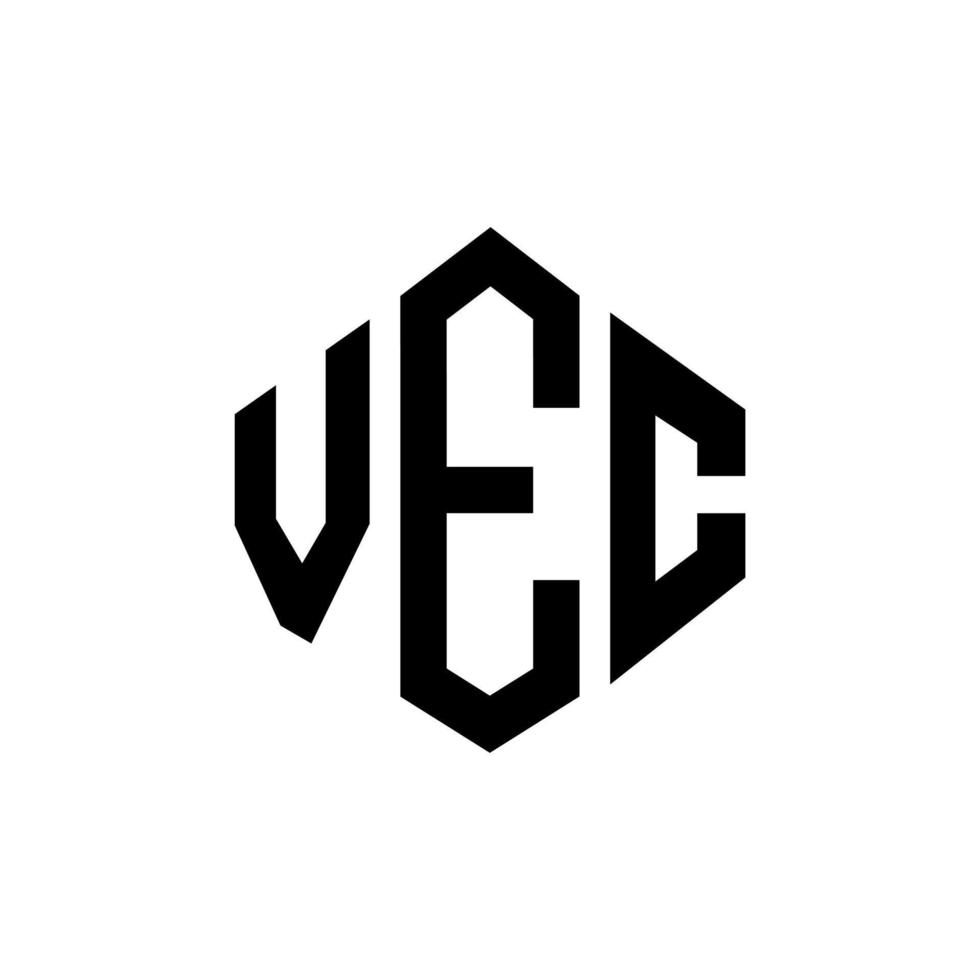 VEC letter logo design with polygon shape. VEC polygon and cube shape logo design. VEC hexagon vector logo template white and black colors. VEC monogram, business and real estate logo.