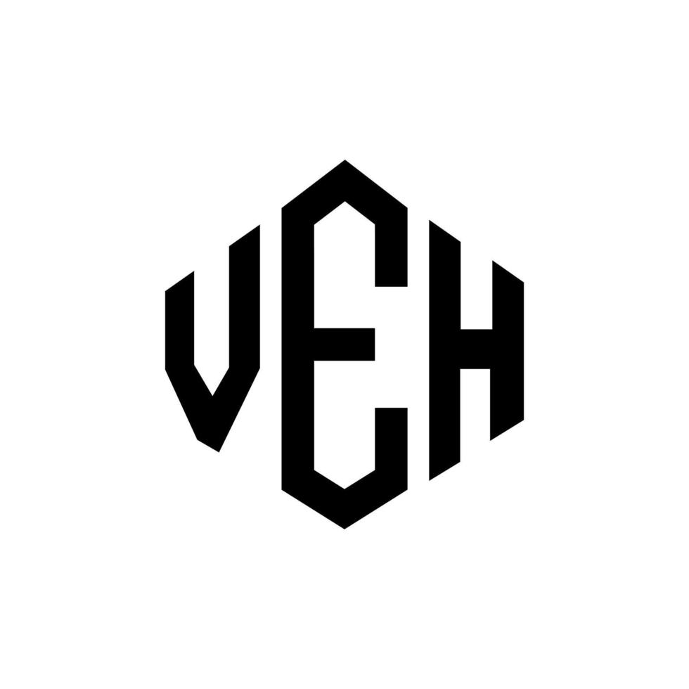 VEH letter logo design with polygon shape. VEH polygon and cube shape logo design. VEH hexagon vector logo template white and black colors. VEH monogram, business and real estate logo.