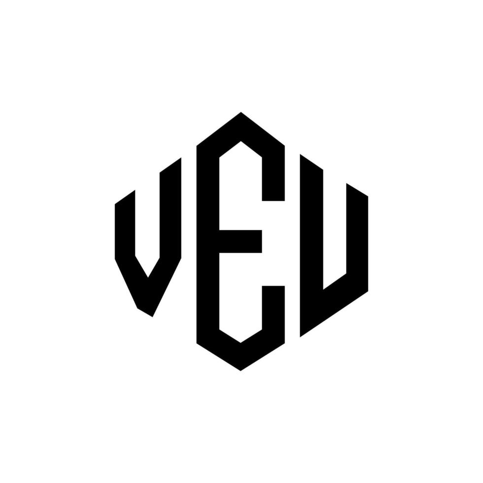 diseño de logotipo de letra veu con forma de polígono. veu polígono y diseño de logotipo en forma de cubo. veu hexágono vector logo plantilla colores blanco y negro. monograma veu, logotipo comercial e inmobiliario.