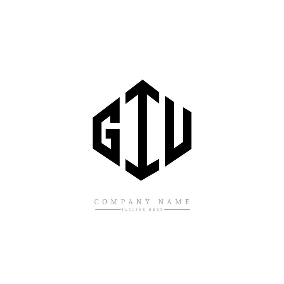 GIU letter logo design with polygon shape. GIU polygon and cube shape logo design. GIU hexagon vector logo template white and black colors. GIU monogram, business and real estate logo.