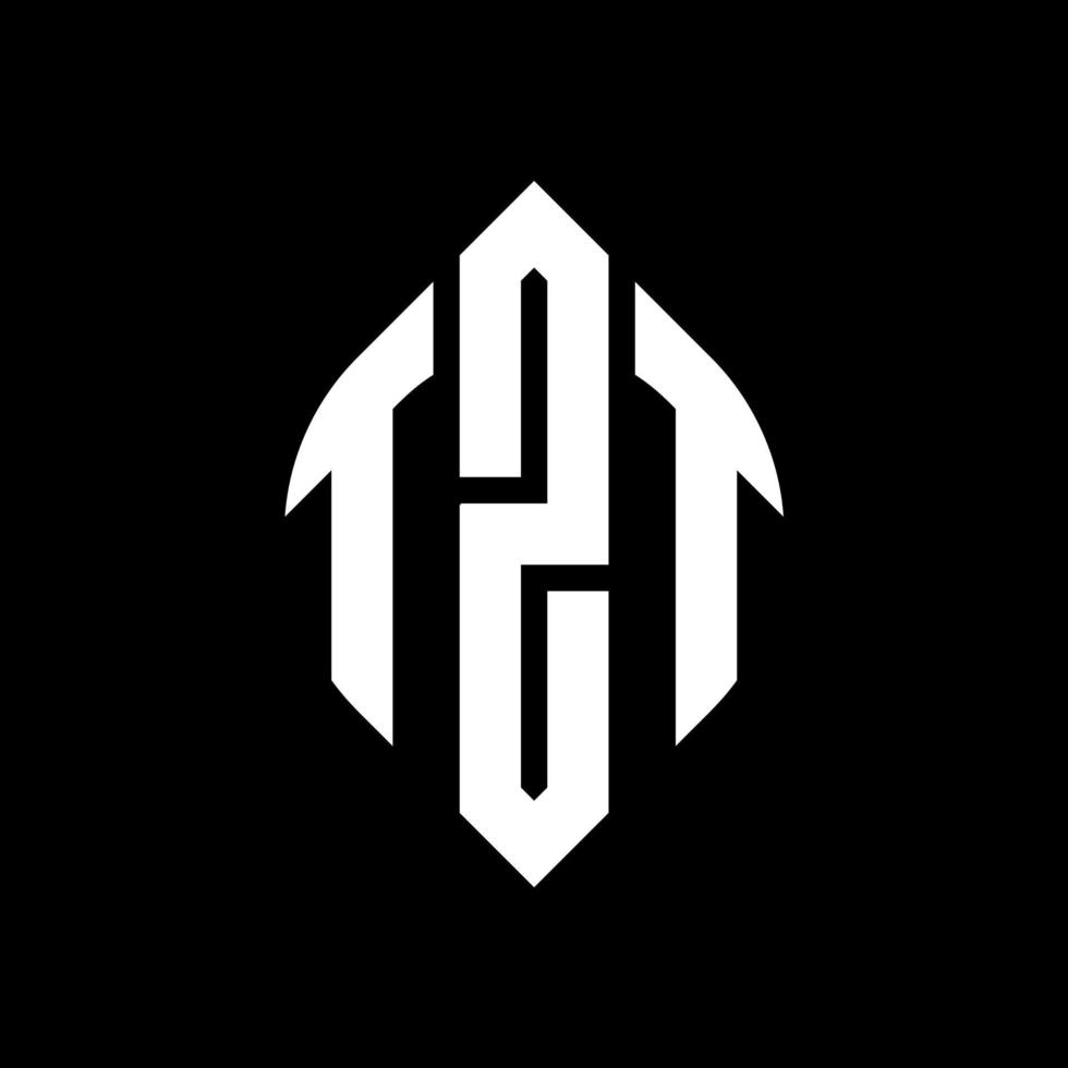 diseño de logotipo de letra de círculo tzt con forma de círculo y elipse. letras elipses tzt con estilo tipográfico. las tres iniciales forman un logo circular. vector de marca de letra de monograma abstracto del emblema del círculo tzt.