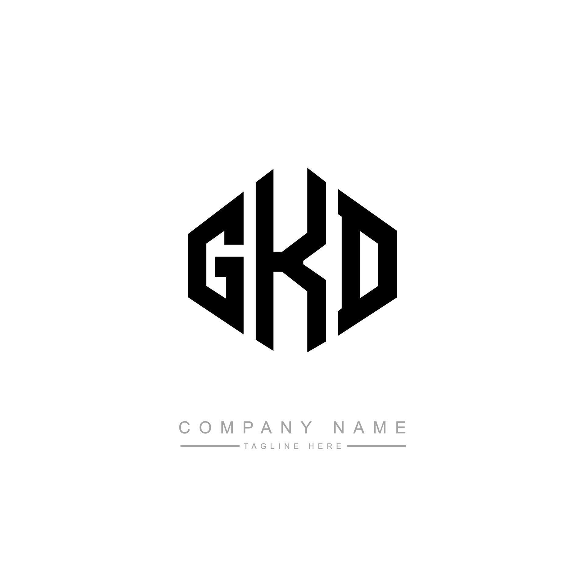 GKD letter logo design with polygon shape. GKD polygon and cube shape