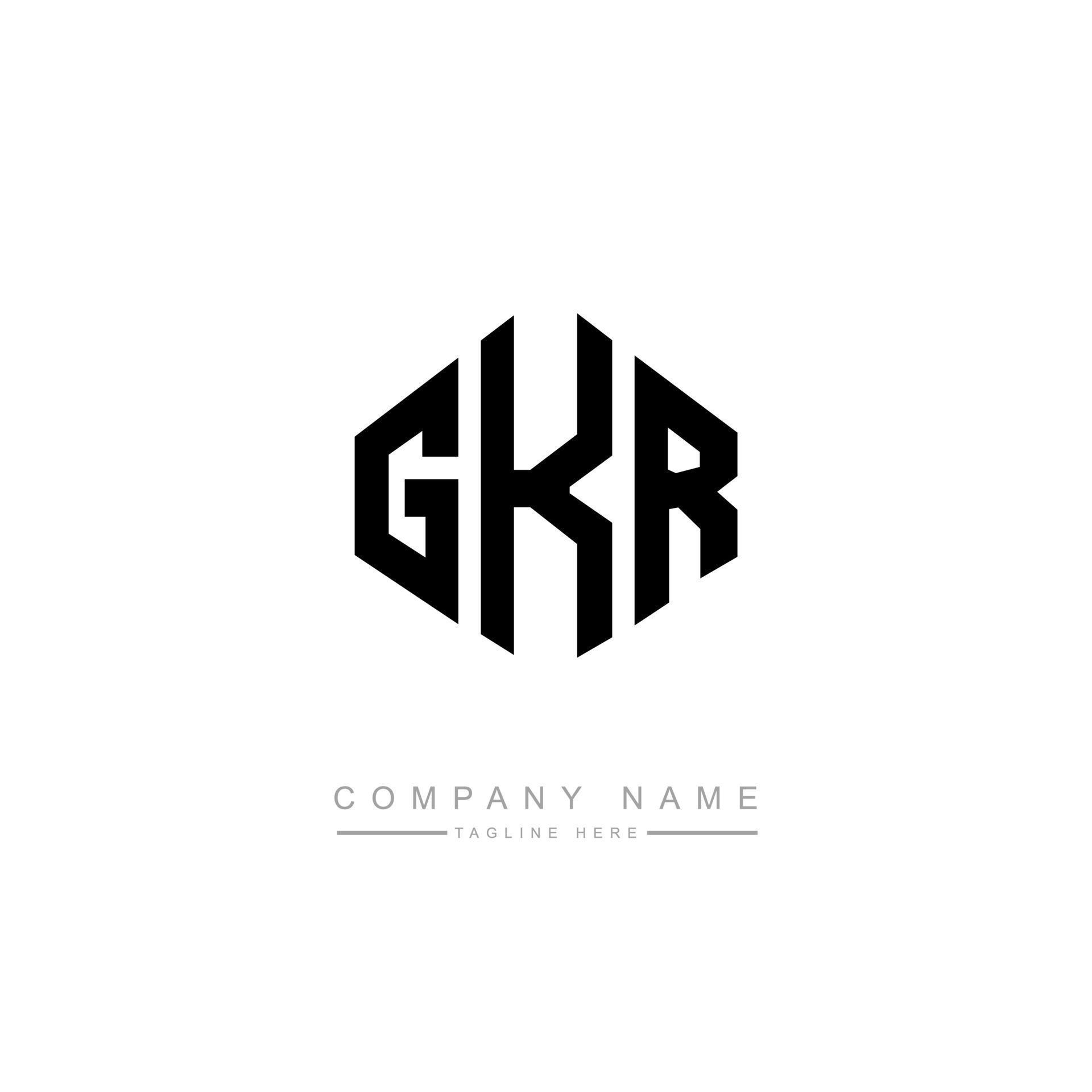 GKR letter logo design with polygon shape. GKR polygon and cube shape logo design. GKR hexagon