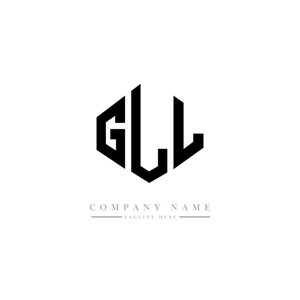 GLL letter logo design with polygon shape. GLL polygon and cube shape logo design. GLL hexagon vector logo template white and black colors. GLL monogram, business and real estate logo.