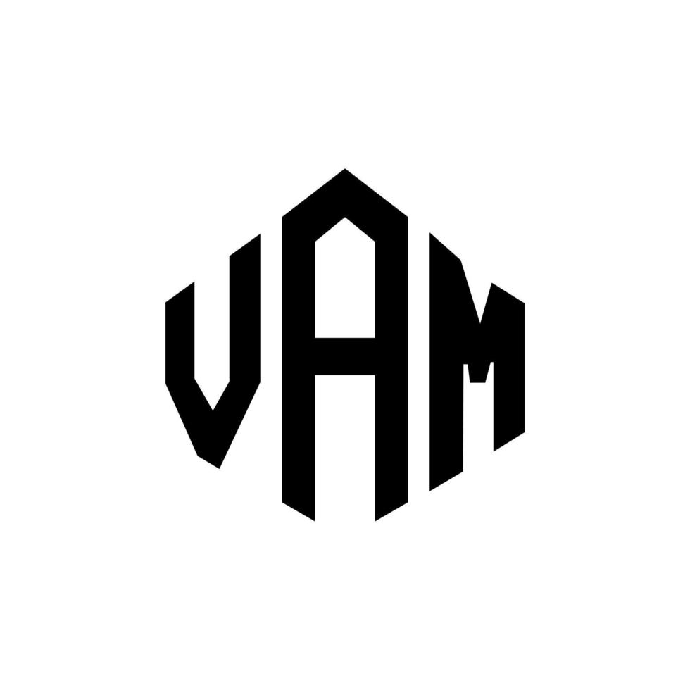 VAM letter logo design with polygon shape. VAM polygon and cube shape logo design. VAM hexagon vector logo template white and black colors. VAM monogram, business and real estate logo.