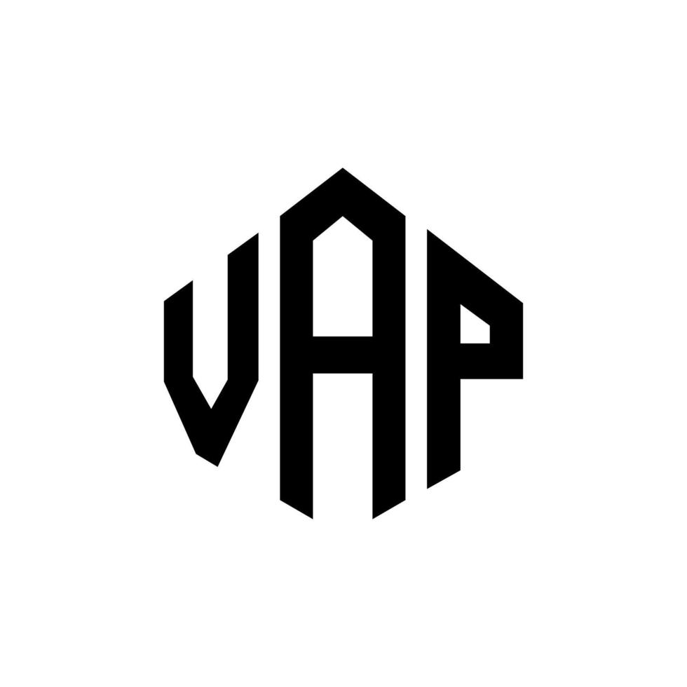 VAP letter logo design with polygon shape. VAP polygon and cube shape logo design. VAP hexagon vector logo template white and black colors. VAP monogram, business and real estate logo.