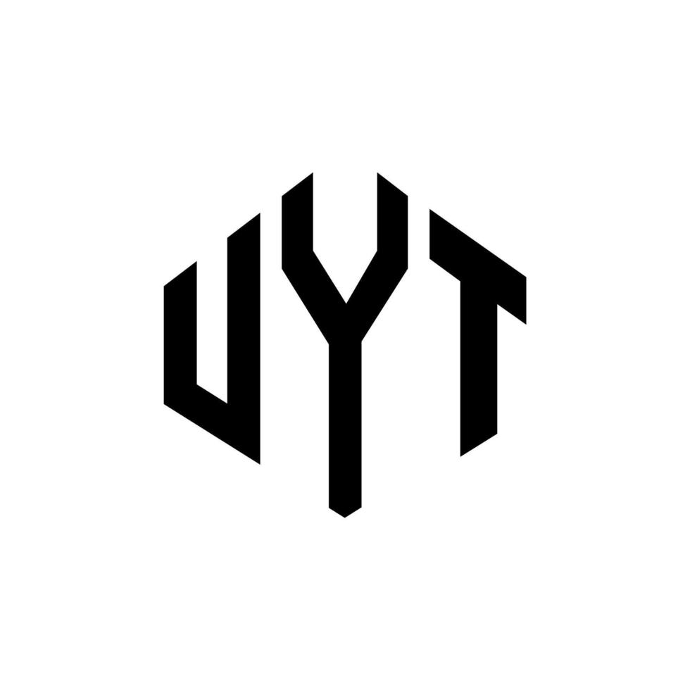 diseño de logotipo de letra uyt con forma de polígono. uyt polígono y diseño de logotipo en forma de cubo. uyt hexágono vector logo plantilla colores blanco y negro. uyt monograma, logotipo comercial e inmobiliario.