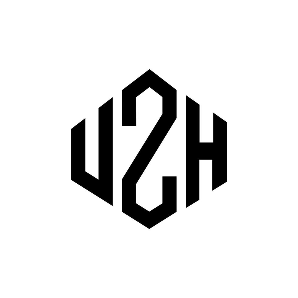 diseño de logotipo de letra uzh con forma de polígono. diseño de logotipo en forma de cubo y polígono uzh. uzh hexágono vector logo plantilla colores blanco y negro. monograma uzh, logotipo empresarial y inmobiliario.