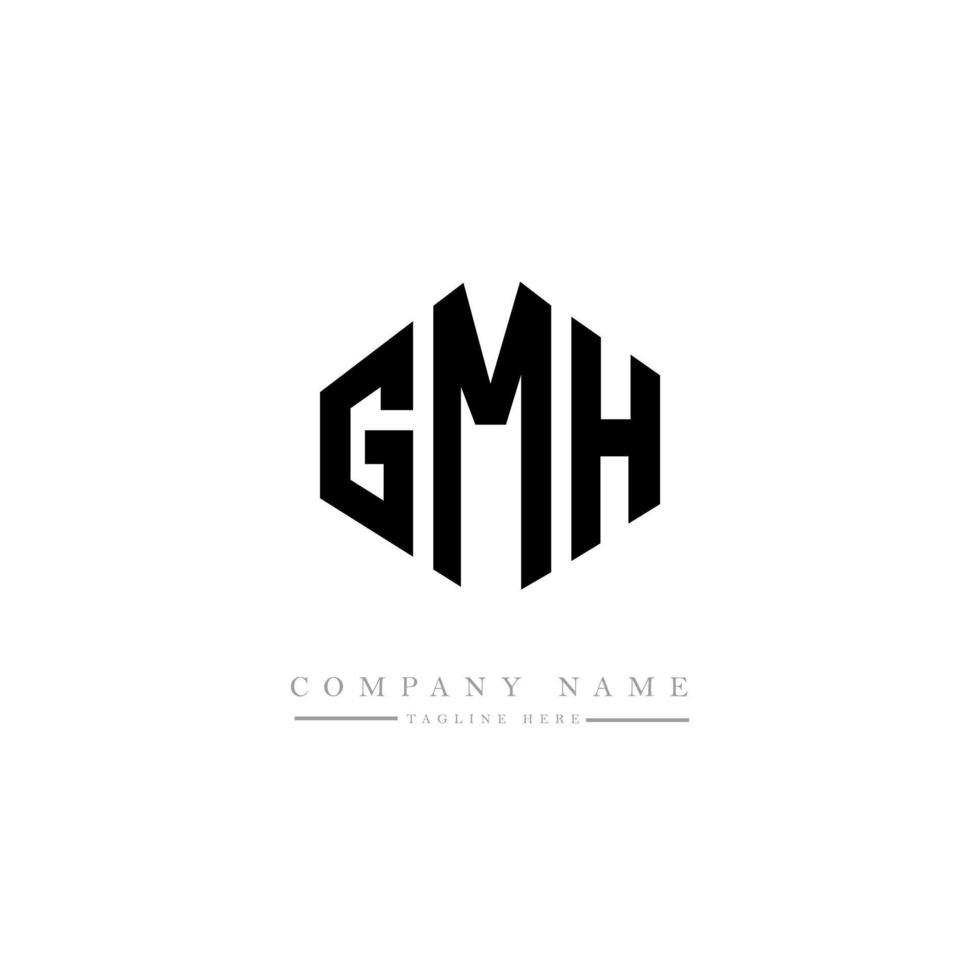 GMH letter logo design with polygon shape. GMH polygon and cube shape logo design. GMH hexagon vector logo template white and black colors. GMH monogram, business and real estate logo.