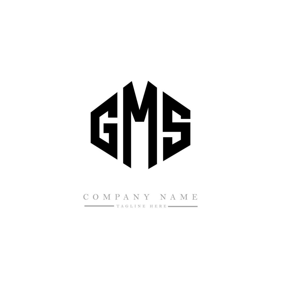 GMS letter logo design with polygon shape. GMS polygon and cube shape logo design. GMS hexagon vector logo template white and black colors. GMS monogram, business and real estate logo.