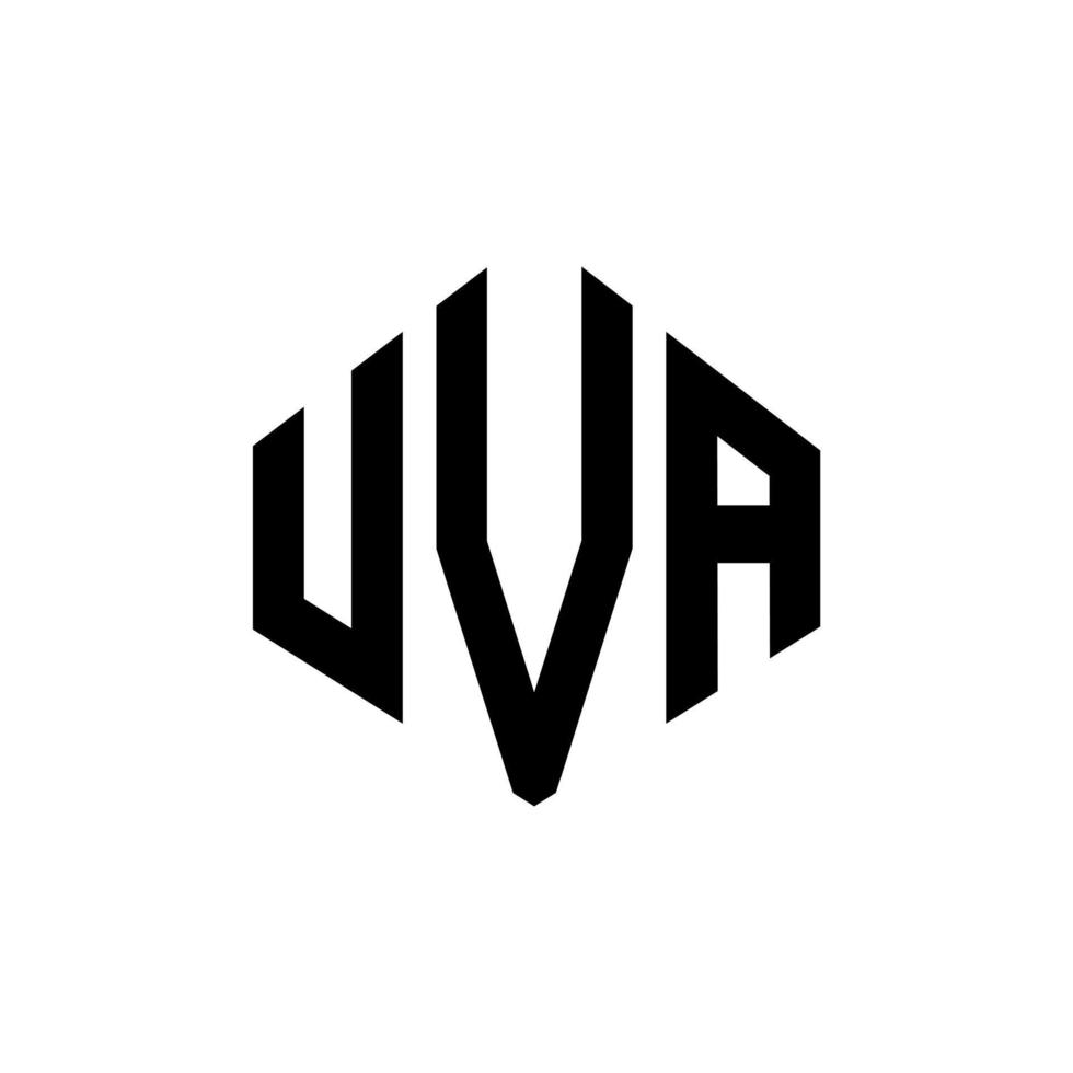 UVA letter logo design with polygon shape. UVA polygon and cube shape logo design. UVA hexagon vector logo template white and black colors. UVA monogram, business and real estate logo.