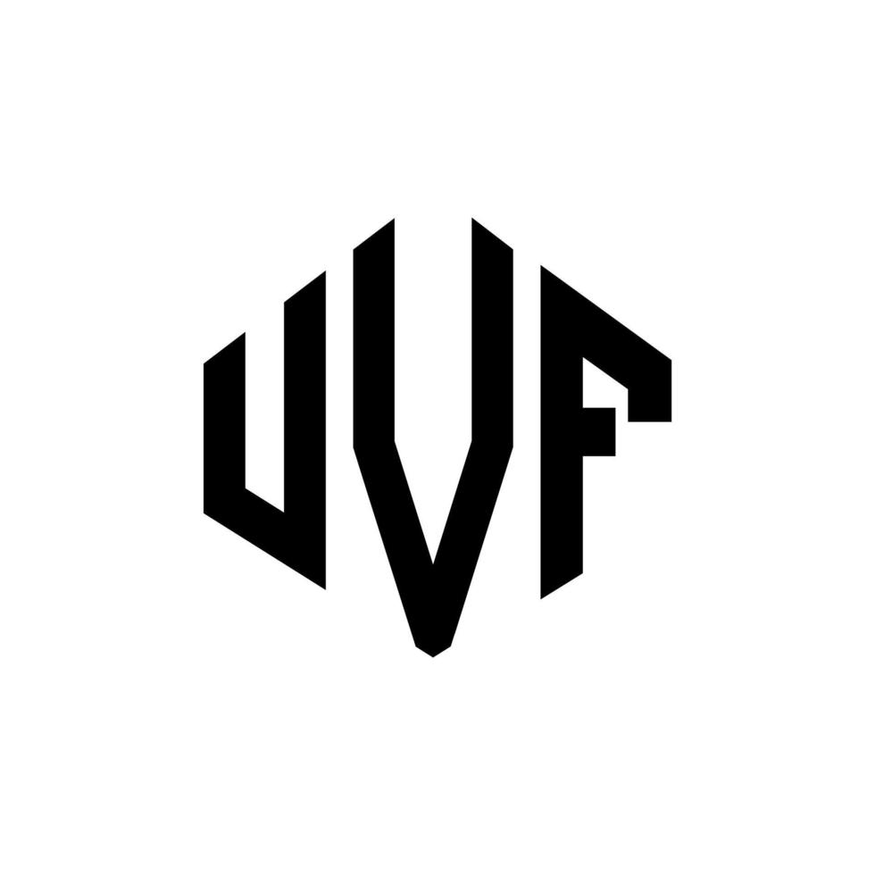 diseño de logotipo de letra uvf con forma de polígono. diseño de logotipo en forma de cubo y polígono uvf. uvf hexágono vector logo plantilla colores blanco y negro. monograma uvf, logotipo comercial e inmobiliario.