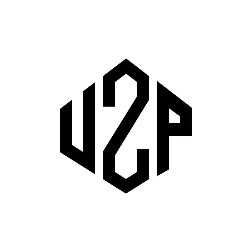 diseño de logotipo de letra uzp con forma de polígono. diseño de logotipo en forma de cubo y polígono uzp. uzp hexágono vector logo plantilla colores blanco y negro. monograma uzp, logotipo empresarial y inmobiliario.