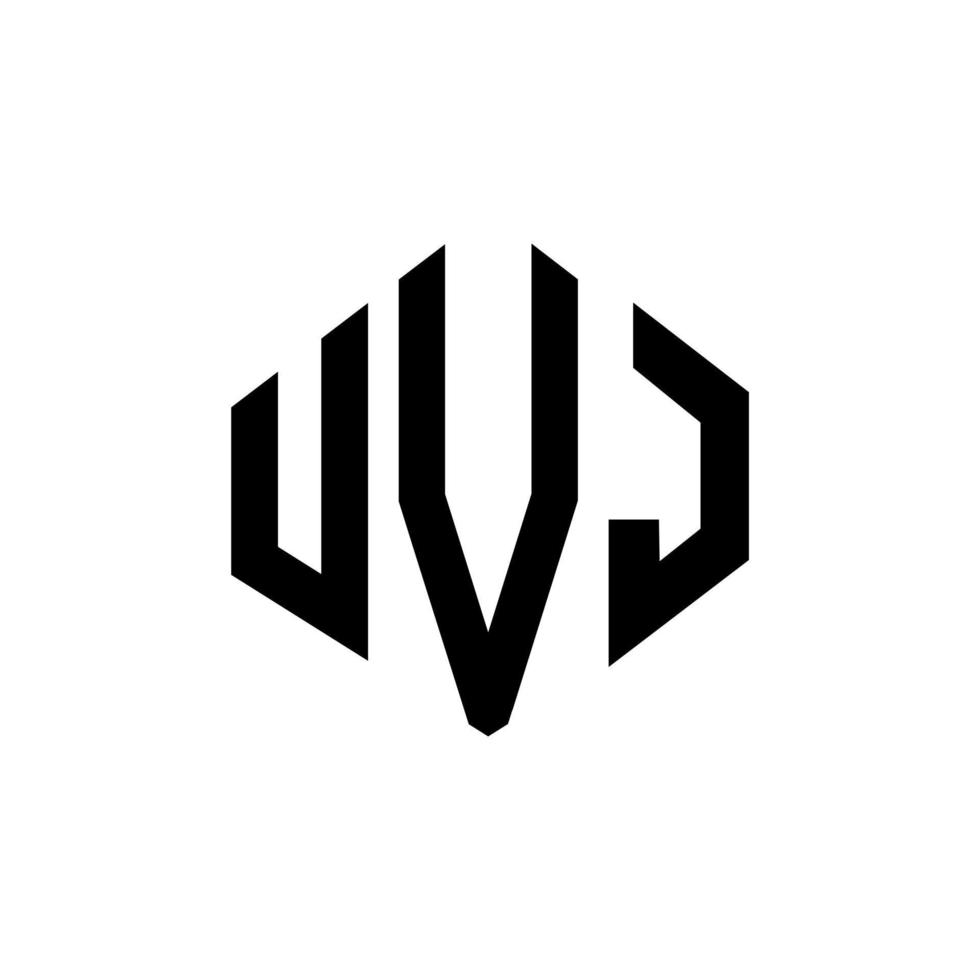 diseño de logotipo de letra uvj con forma de polígono. diseño de logotipo de forma de cubo y polígono uvj. uvj hexágono vector logo plantilla colores blanco y negro. monograma uvj, logotipo comercial e inmobiliario.
