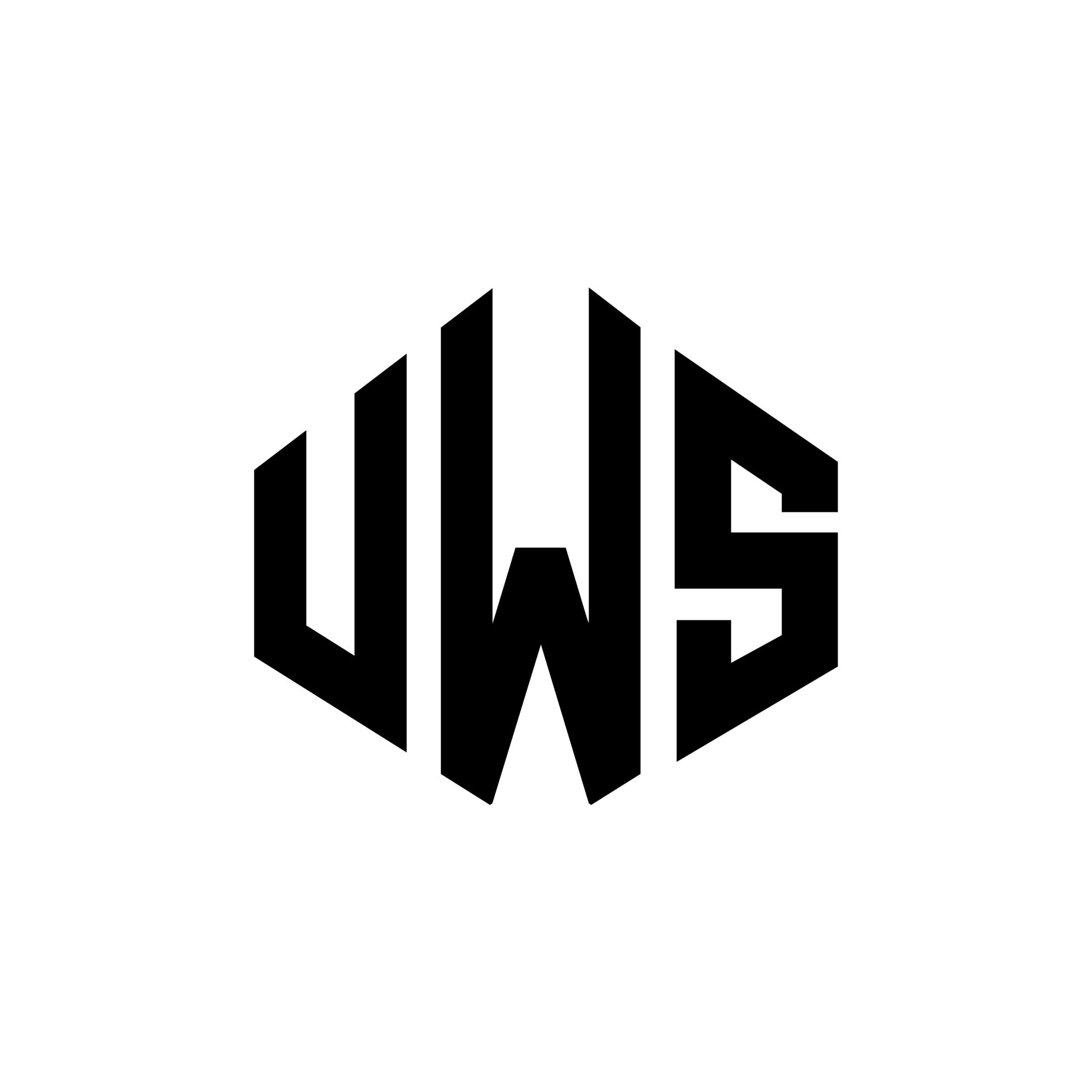 UWS letter logo design with polygon shape. UWS polygon and cube shape