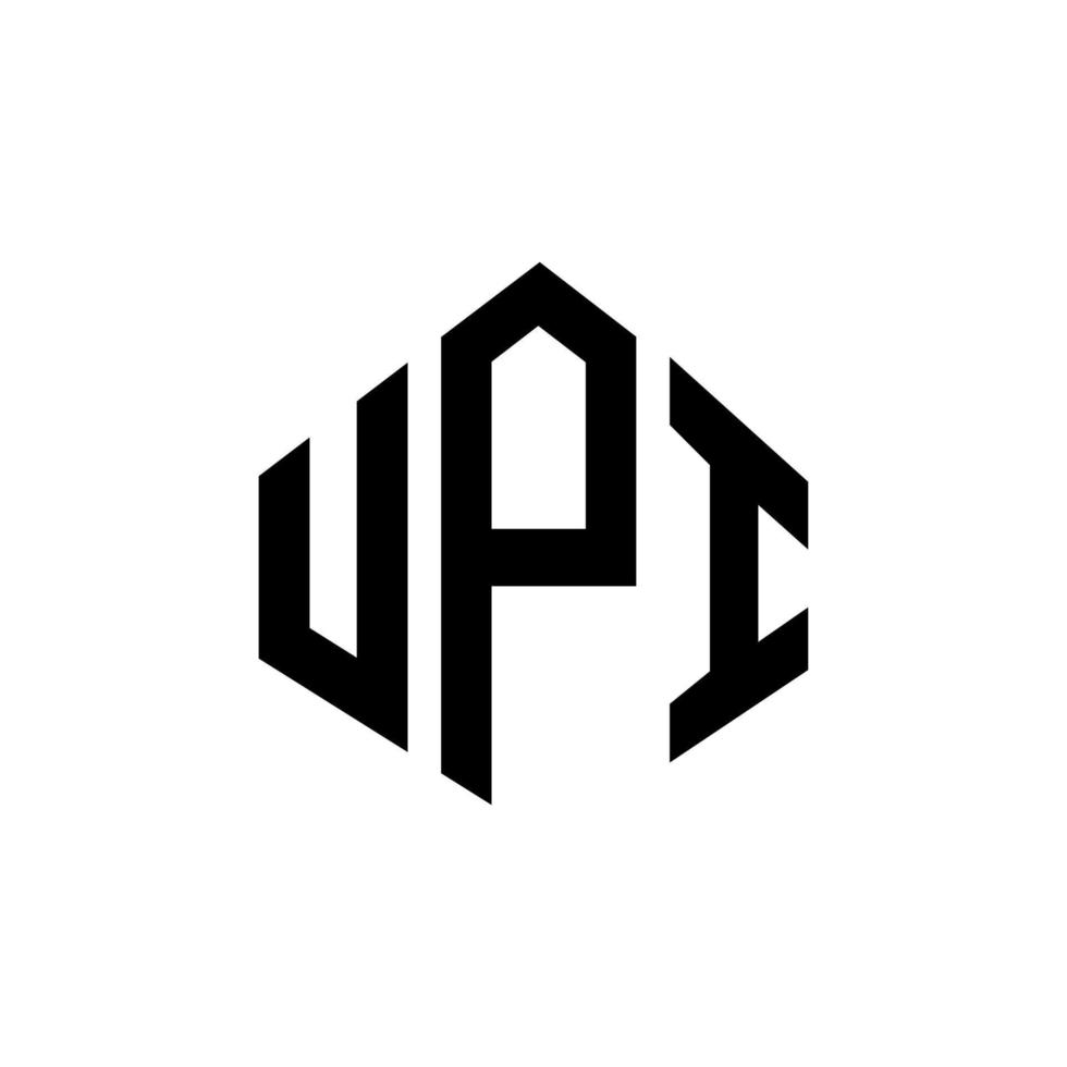 UPI letter logo design with polygon shape. UPI polygon and cube shape logo design. UPI hexagon vector logo template white and black colors. UPI monogram, business and real estate logo.