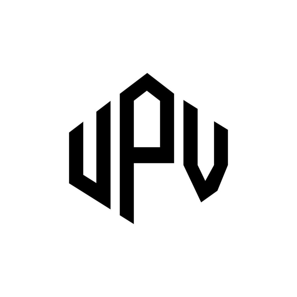 diseño de logotipo de letra upv con forma de polígono. diseño de logotipo en forma de cubo y polígono upv. upv hexágono vector logo plantilla colores blanco y negro. monograma upv, logotipo comercial y inmobiliario.