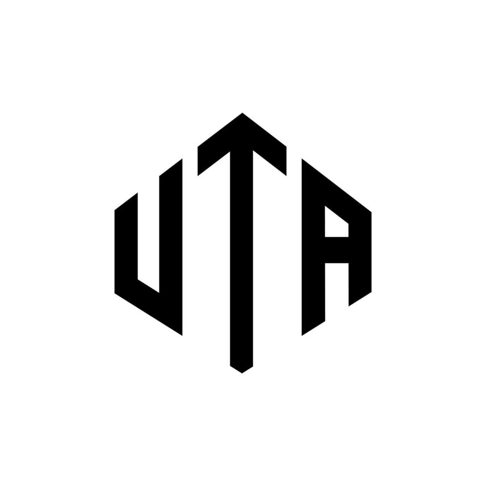 UTA letter logo design with polygon shape. UTA polygon and cube shape logo design. UTA hexagon vector logo template white and black colors. UTA monogram, business and real estate logo.