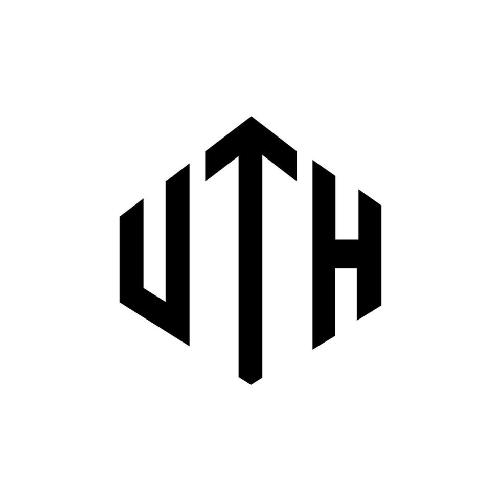 diseño de logotipo de letra uth con forma de polígono. uth polígono y diseño de logotipo en forma de cubo. uth hexágono vector logo plantilla colores blanco y negro. uth monograma, logotipo comercial e inmobiliario.