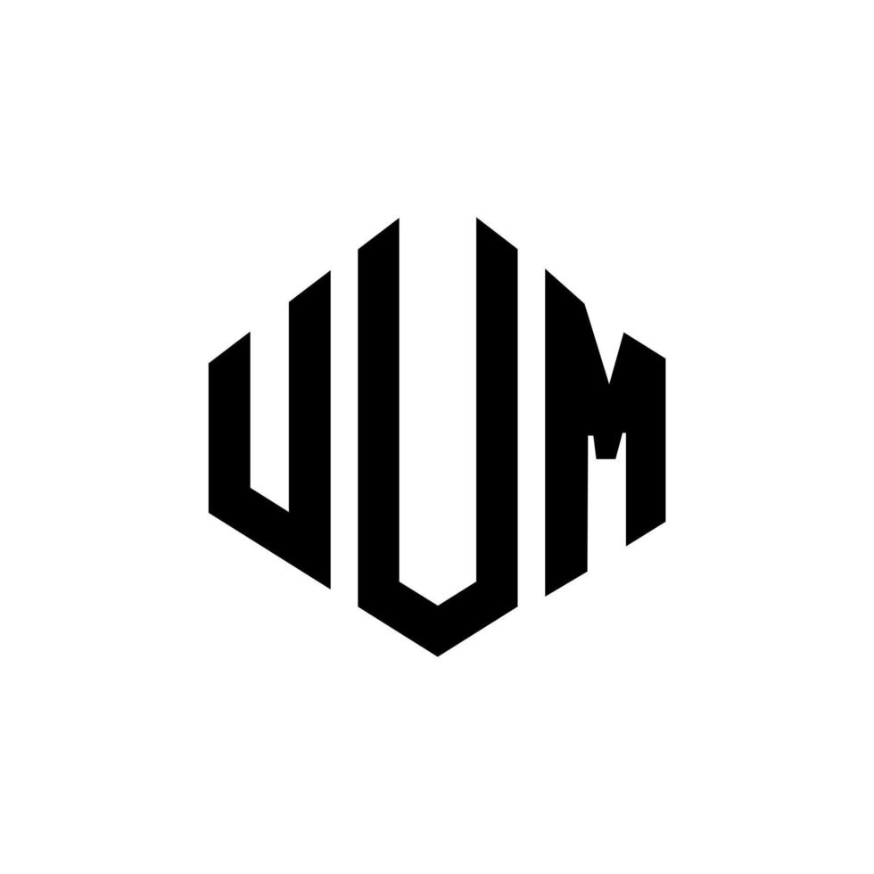 diseño de logotipo de letra uum con forma de polígono. uum polígono y diseño de logotipo en forma de cubo. uum hexágono vector logo plantilla colores blanco y negro. monograma uum, logotipo comercial e inmobiliario.