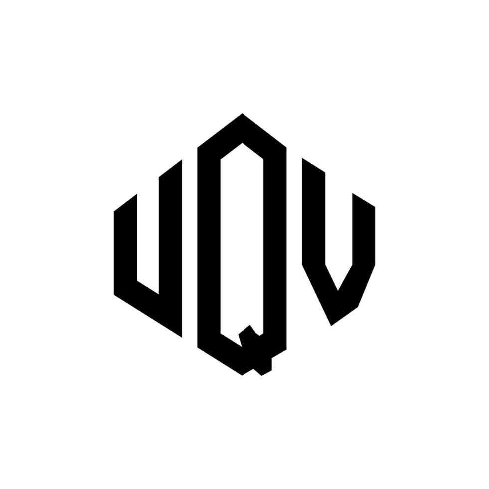 diseño de logotipo de letra uqv con forma de polígono. diseño de logotipo en forma de cubo y polígono uqv. uqv hexágono vector logo plantilla colores blanco y negro. monograma uqv, logotipo comercial y inmobiliario.