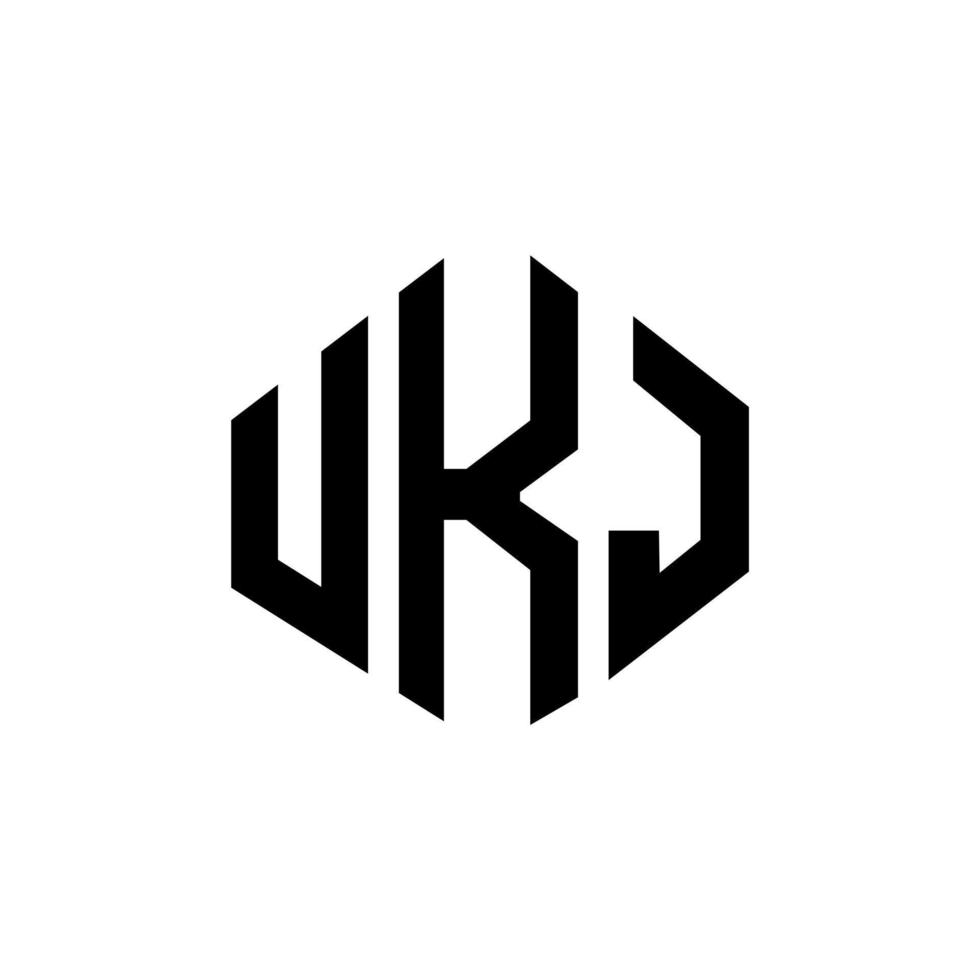 UKJ letter logo design with polygon shape. UKJ polygon and cube shape logo design. UKJ hexagon vector logo template white and black colors. UKJ monogram, business and real estate logo.