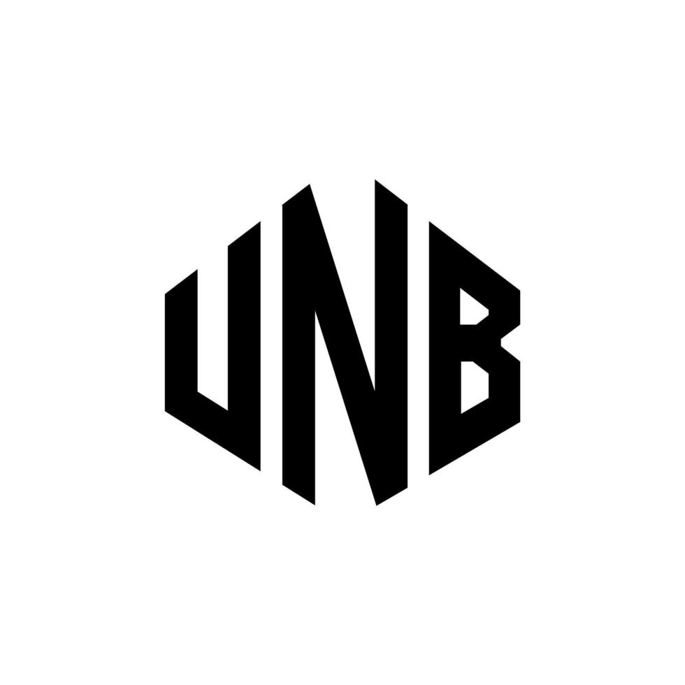 UNB letter logo design with polygon shape. UNB polygon and cube shape logo design. UNB hexagon vector logo template white and black colors. UNB monogram, business and real estate logo.