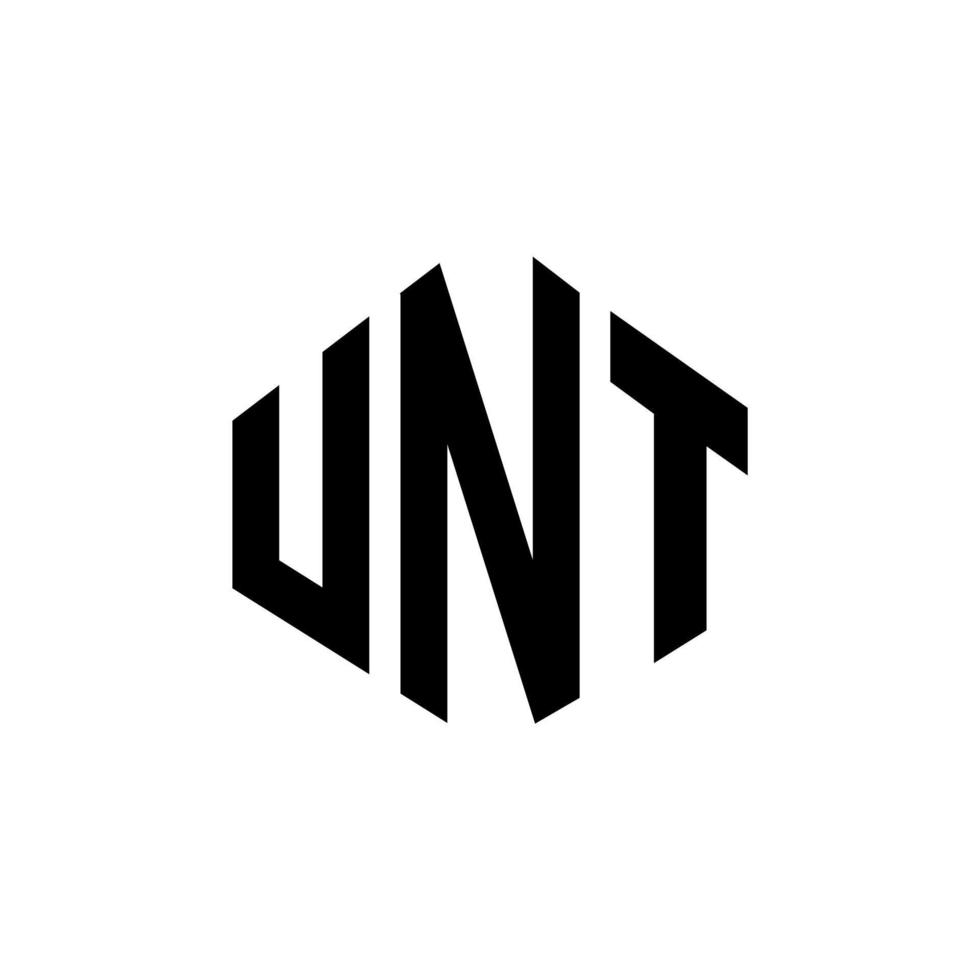 diseño de logotipo de letra unt con forma de polígono. unt polígono y diseño de logotipo en forma de cubo. unt hexágono vector logo plantilla colores blanco y negro. monograma unt, logotipo comercial e inmobiliario.