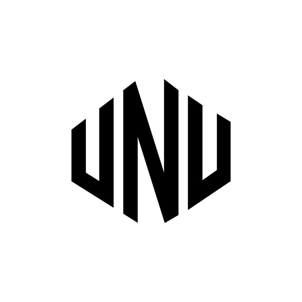 diseño de logotipo de letra unu con forma de polígono. unu polígono y diseño de logotipo en forma de cubo. unu hexágono vector logo plantilla colores blanco y negro. monograma unu, logotipo comercial e inmobiliario.