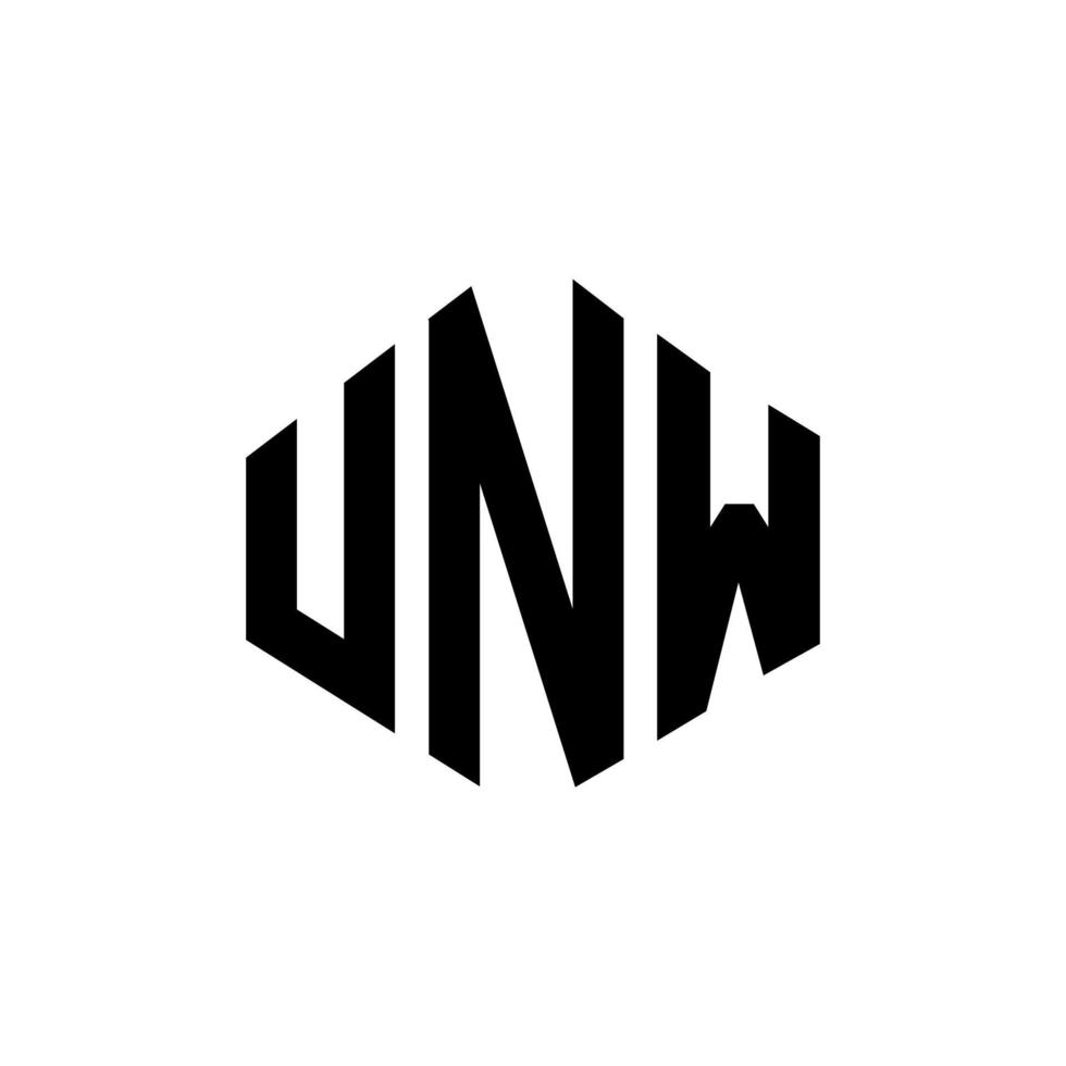 UNW letter logo design with polygon shape. UNW polygon and cube shape logo design. UNW hexagon vector logo template white and black colors. UNW monogram, business and real estate logo.