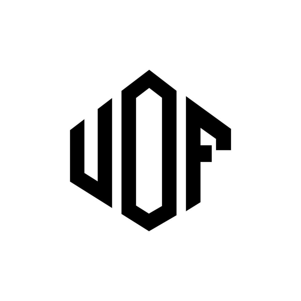 diseño de logotipo de letra uof con forma de polígono. uof diseño de logotipo en forma de polígono y cubo. uof hexágono vector logo plantilla colores blanco y negro. uof monograma, logotipo comercial e inmobiliario.