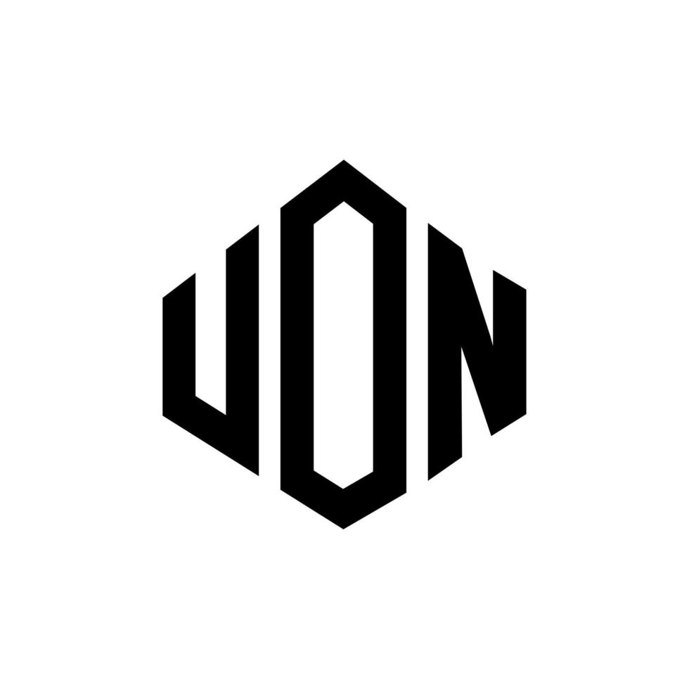 diseño de logotipo de letra uon con forma de polígono. diseño de logotipo en forma de polígono y cubo. uon hexágono vector logo plantilla colores blanco y negro. monograma de uon, logotipo comercial e inmobiliario.