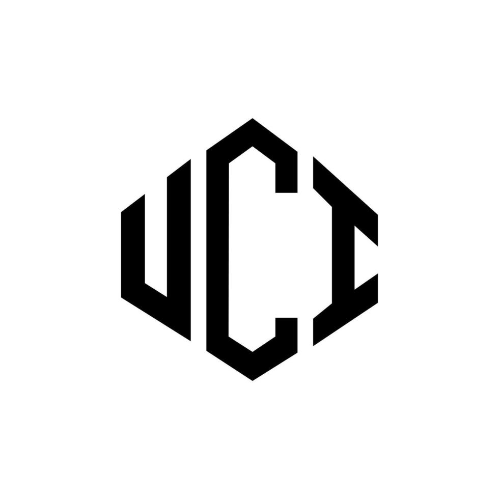 diseño de logotipo de letra uci con forma de polígono. Diseño de logotipo en forma de polígono y cubo de uci. uci hexágono vector logo plantilla colores blanco y negro. monograma uci, logotipo comercial y inmobiliario.