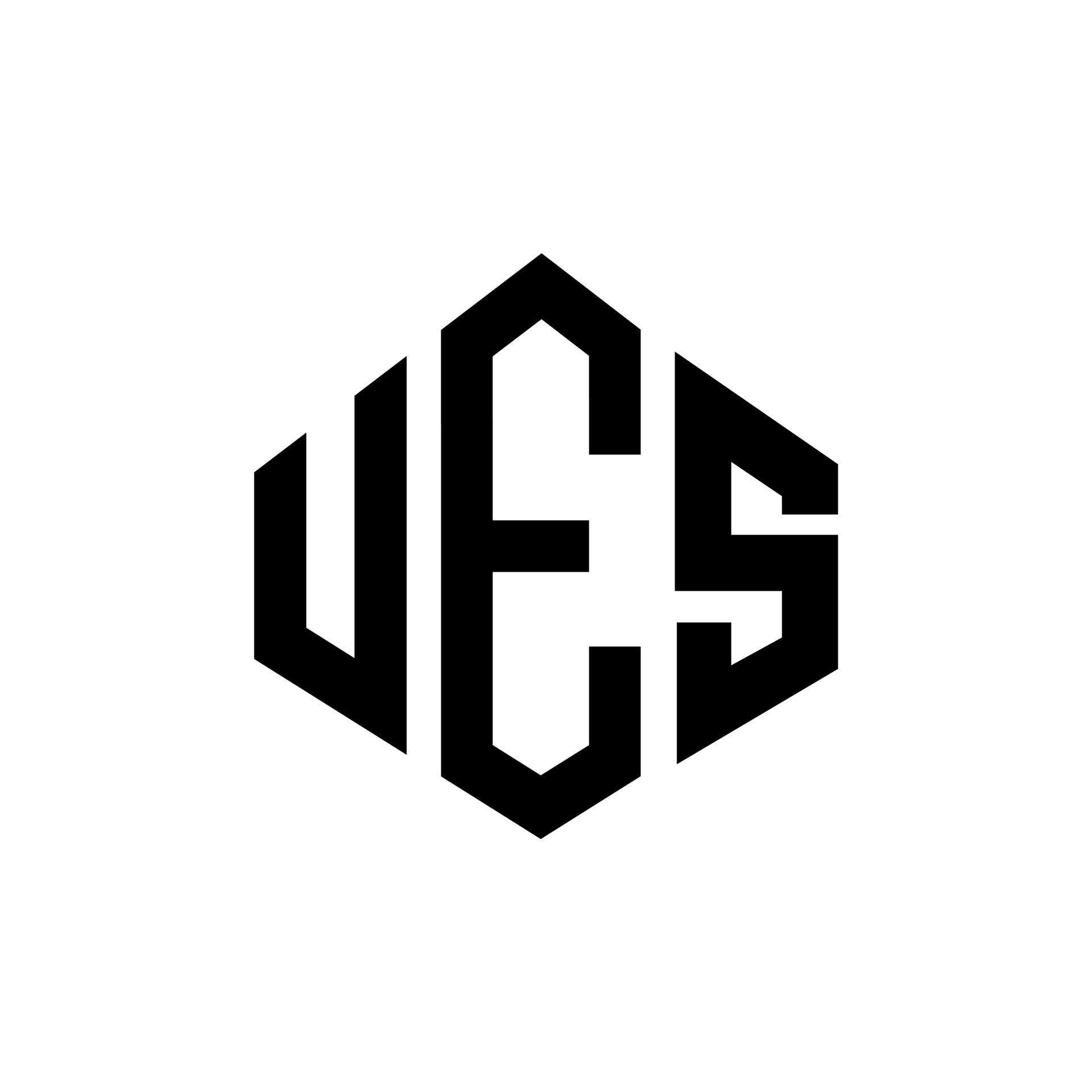 diseño de logotipo de letra ues con forma de polígono. ues diseño de