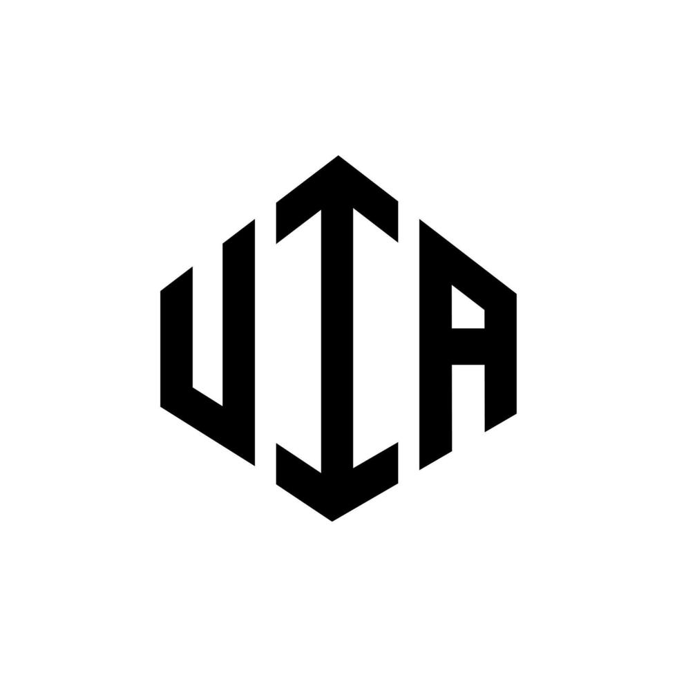 diseño de logotipo de letra uia con forma de polígono. diseño de logotipo en forma de cubo y polígono uia. plantilla de logotipo vectorial hexagonal uia colores blanco y negro. monograma uia, logotipo comercial e inmobiliario. vector