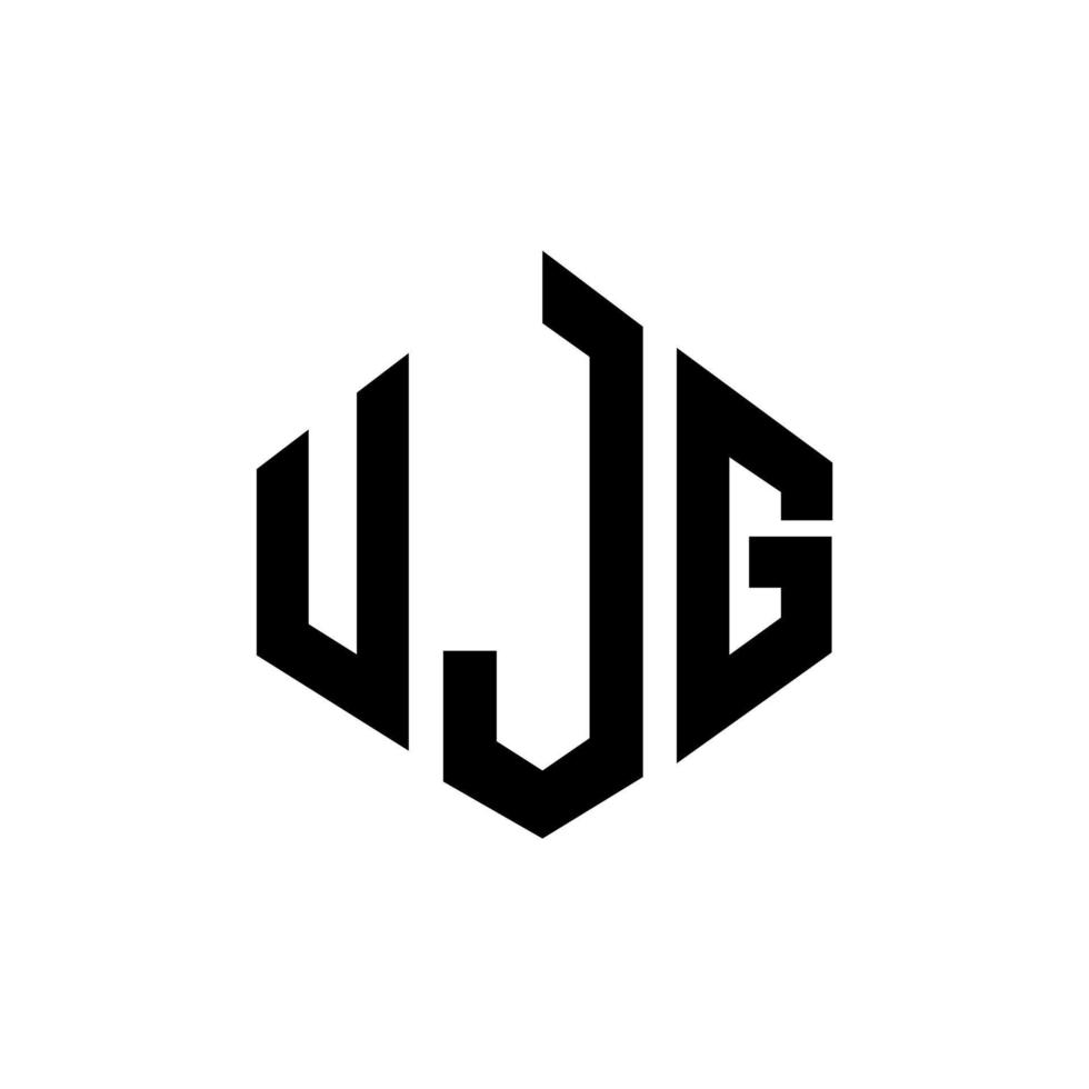 UJG letter logo design with polygon shape. UJG polygon and cube shape logo design. UJG hexagon vector logo template white and black colors. UJG monogram, business and real estate logo.