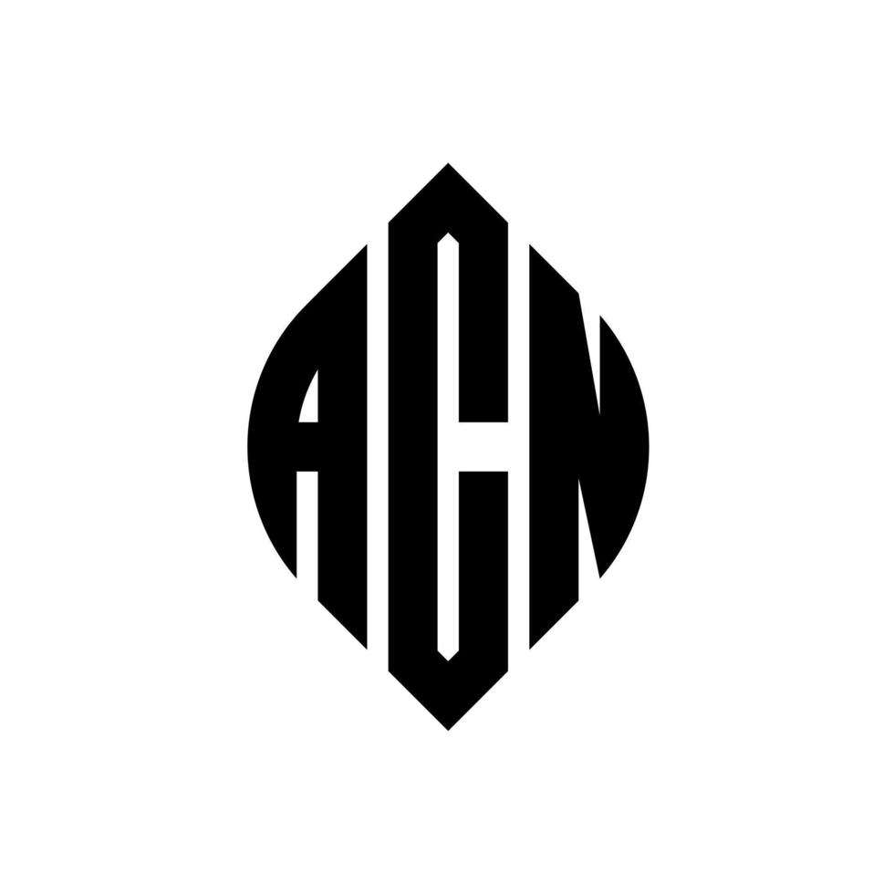 ACN circle letter logo design with circle and ellipse shape. ACN ellipse letters with typographic style. The three initials form a circle logo. ACN Circle Emblem Abstract Monogram Letter Mark Vector. vector
