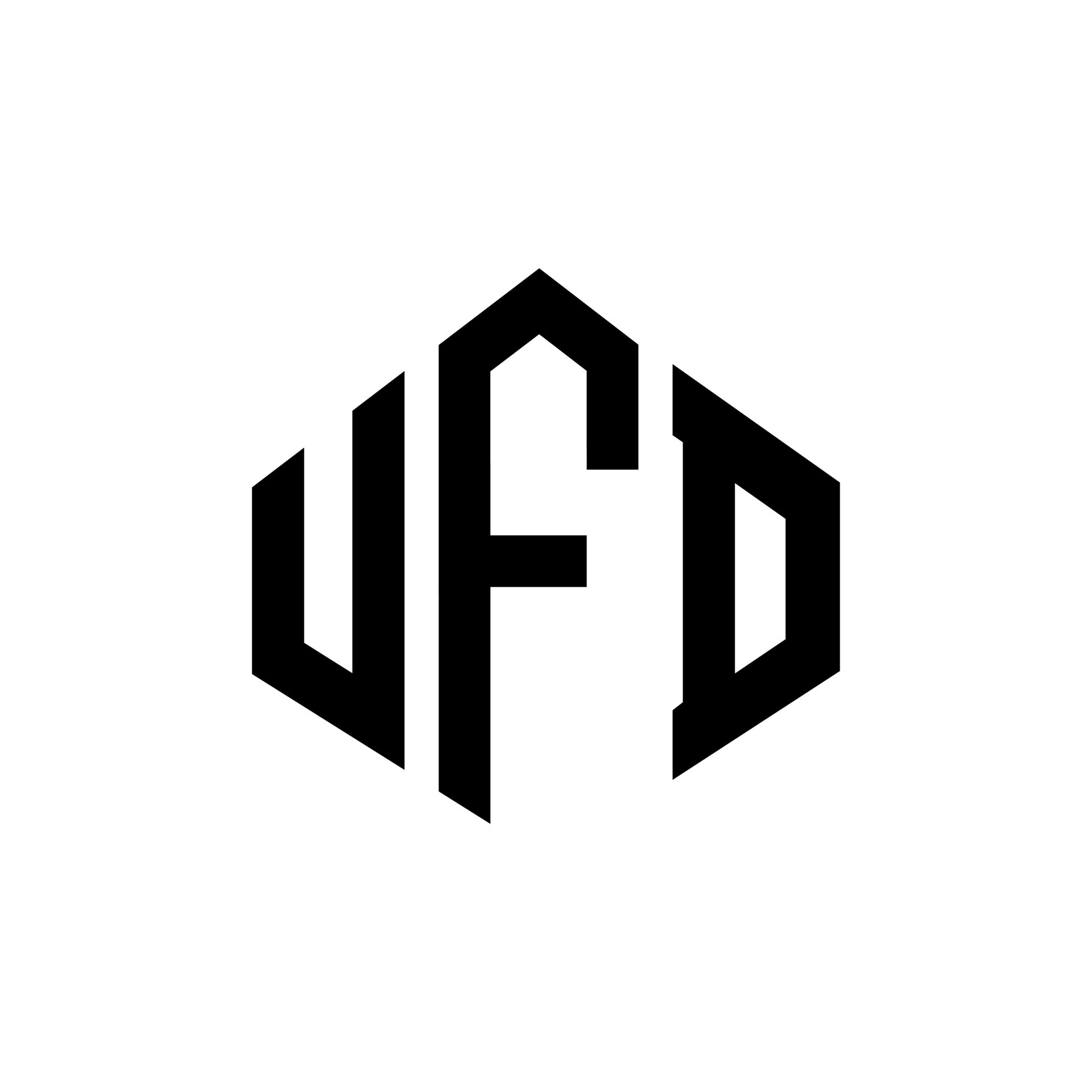 diseño de logotipo de letra ufd con forma de polígono. diseño de