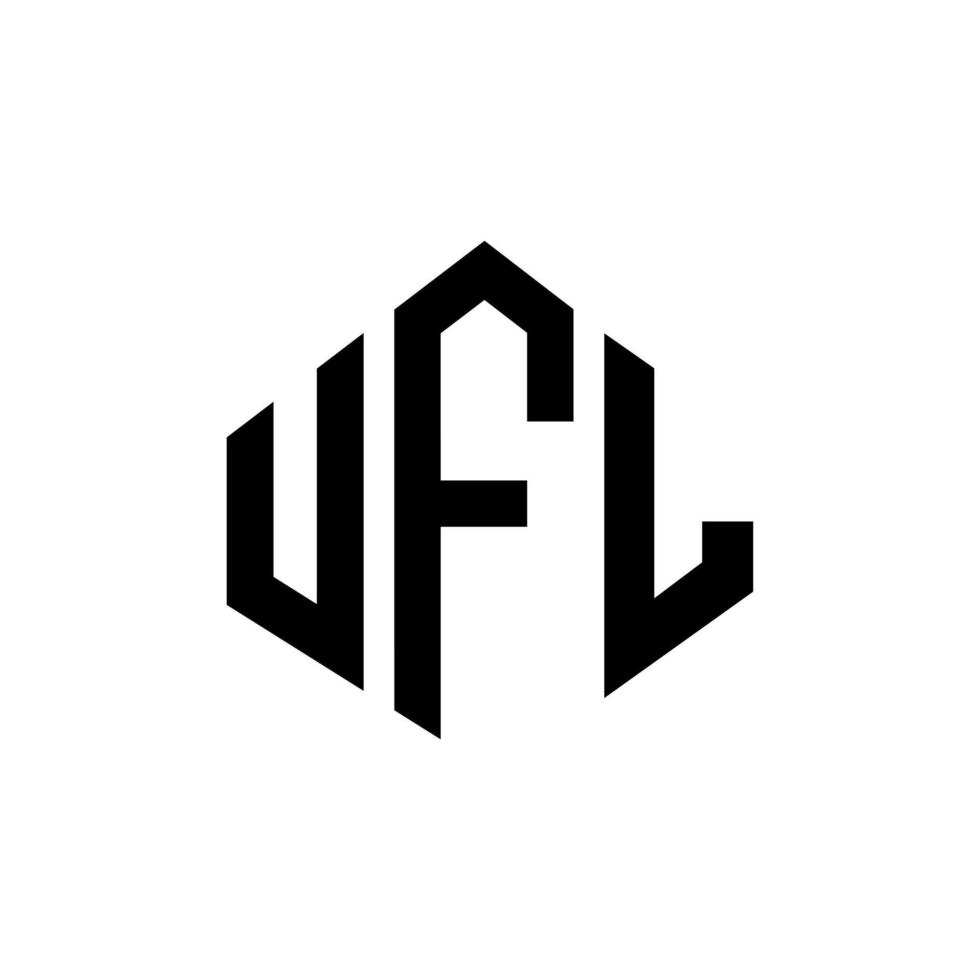 diseño de logotipo de letra ufl con forma de polígono. diseño de logotipo en forma de cubo y polígono ufl. plantilla de logotipo vectorial hexagonal ufl colores blanco y negro. monograma ufl, logotipo empresarial y inmobiliario. vector