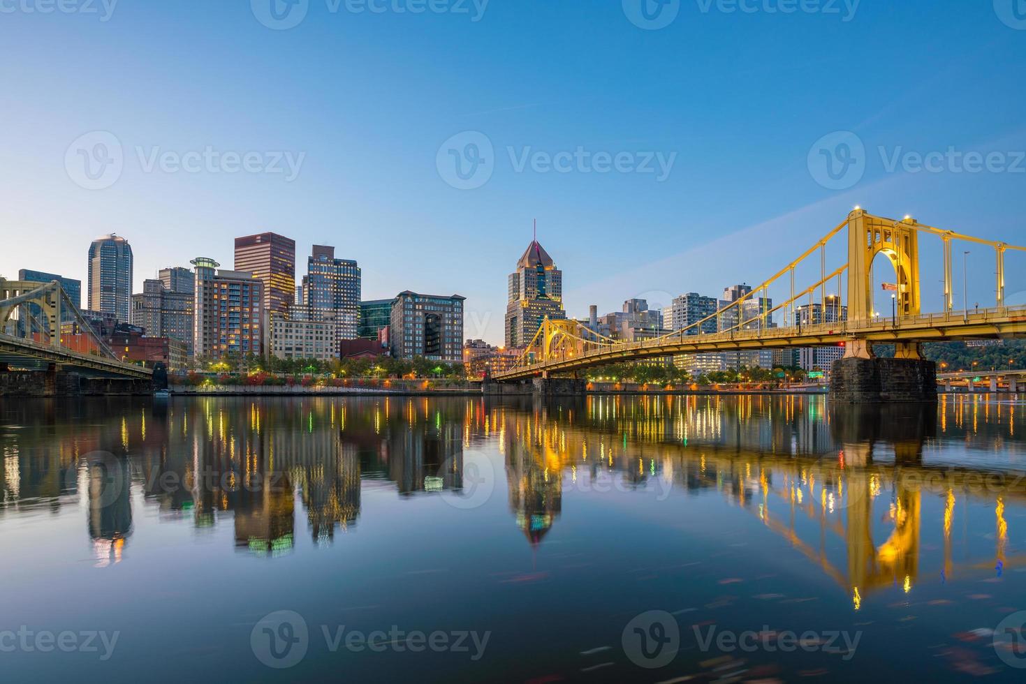 Panorama of downtown Pittsburgh at twilight photo