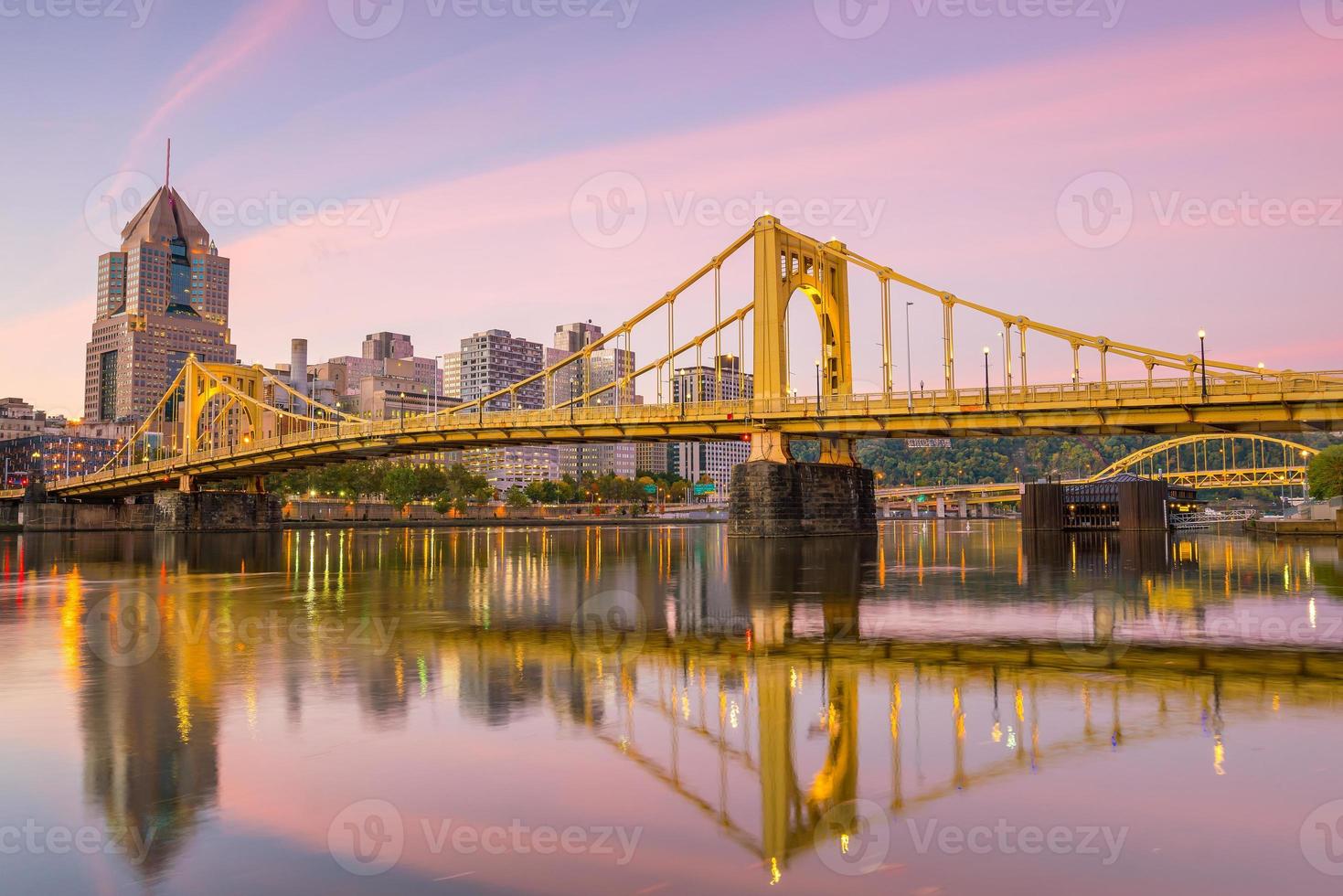 Panorama of downtown Pittsburgh at twilight photo