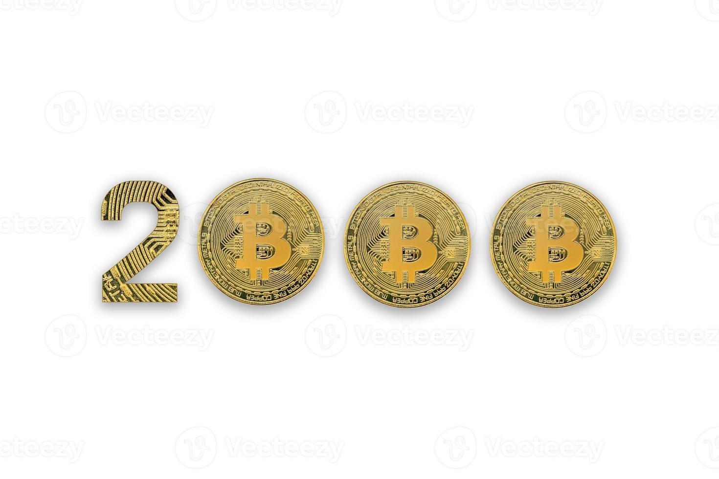 2000 bitcoin exchange rate, isolated. Crypto currency style for design. photo