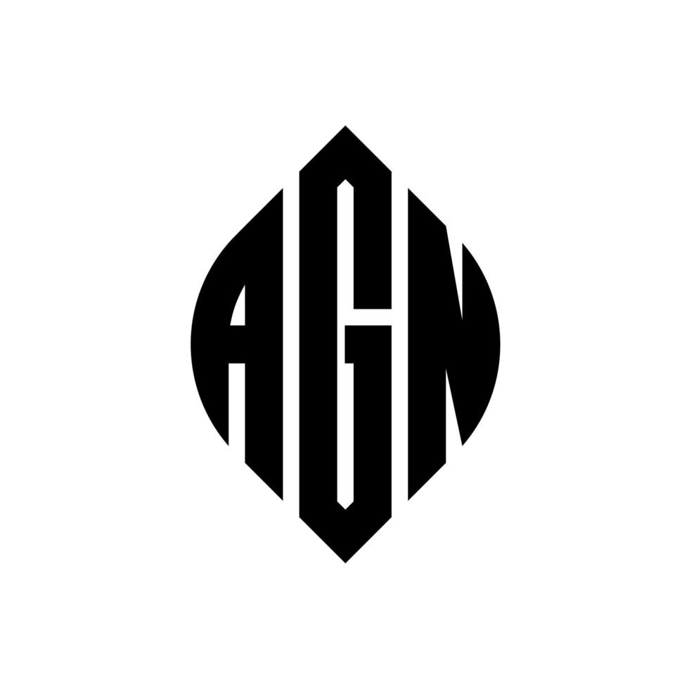 AGN circle letter logo design with circle and ellipse shape. AGN ellipse letters with typographic style. The three initials form a circle logo. AGN Circle Emblem Abstract Monogram Letter Mark Vector. vector