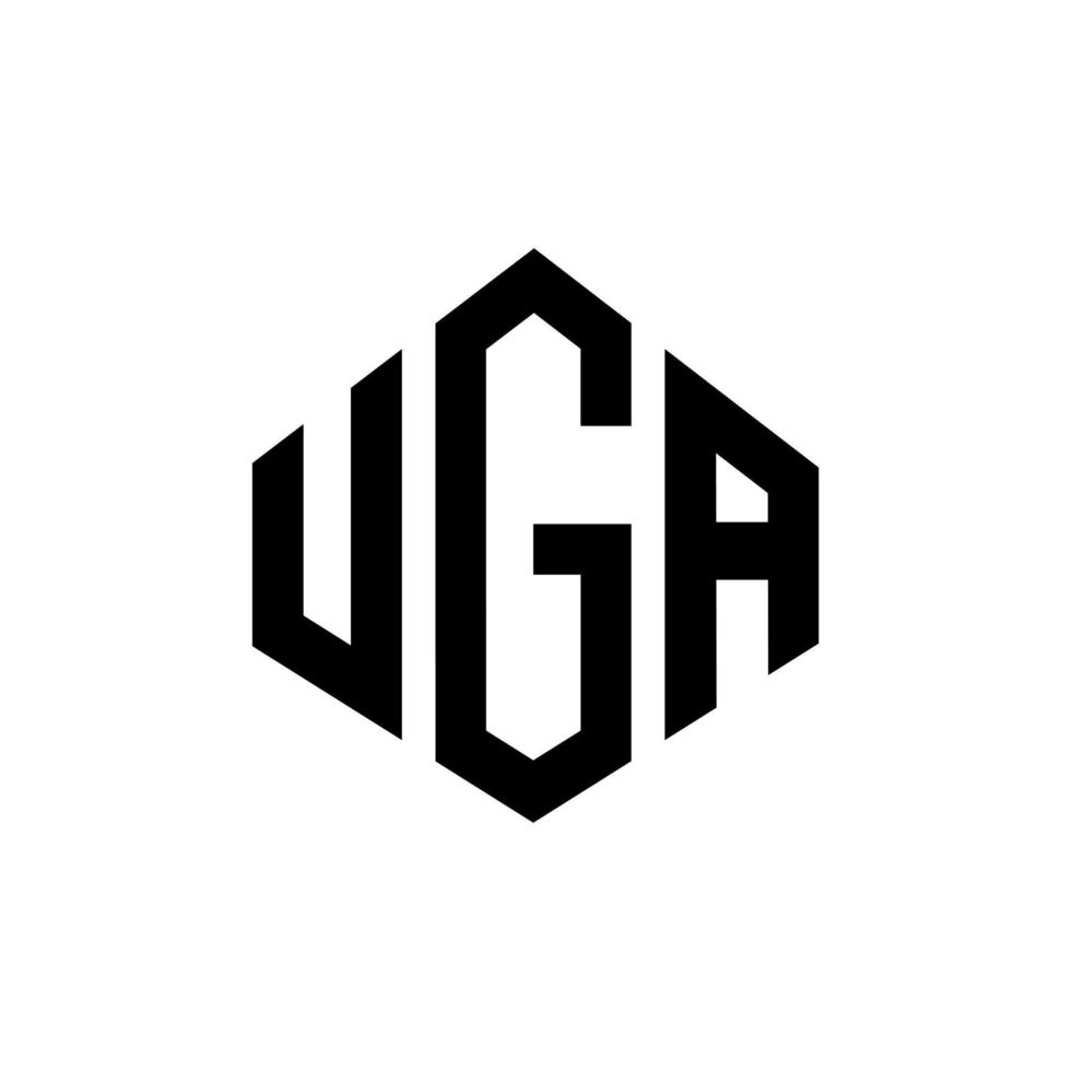 diseño de logotipo de letra uga con forma de polígono. diseño de logotipo en forma de cubo y polígono uga. uga hexágono vector logo plantilla colores blanco y negro. monograma uga, logotipo comercial y inmobiliario.