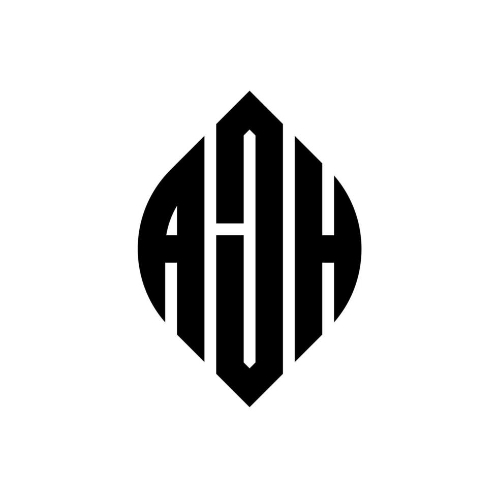 diseño de logotipo de letra de círculo ajh con forma de círculo y elipse. ajh letras elipses con estilo tipográfico. las tres iniciales forman un logo circular. vector de marca de letra de monograma abstracto del emblema del círculo ajh.